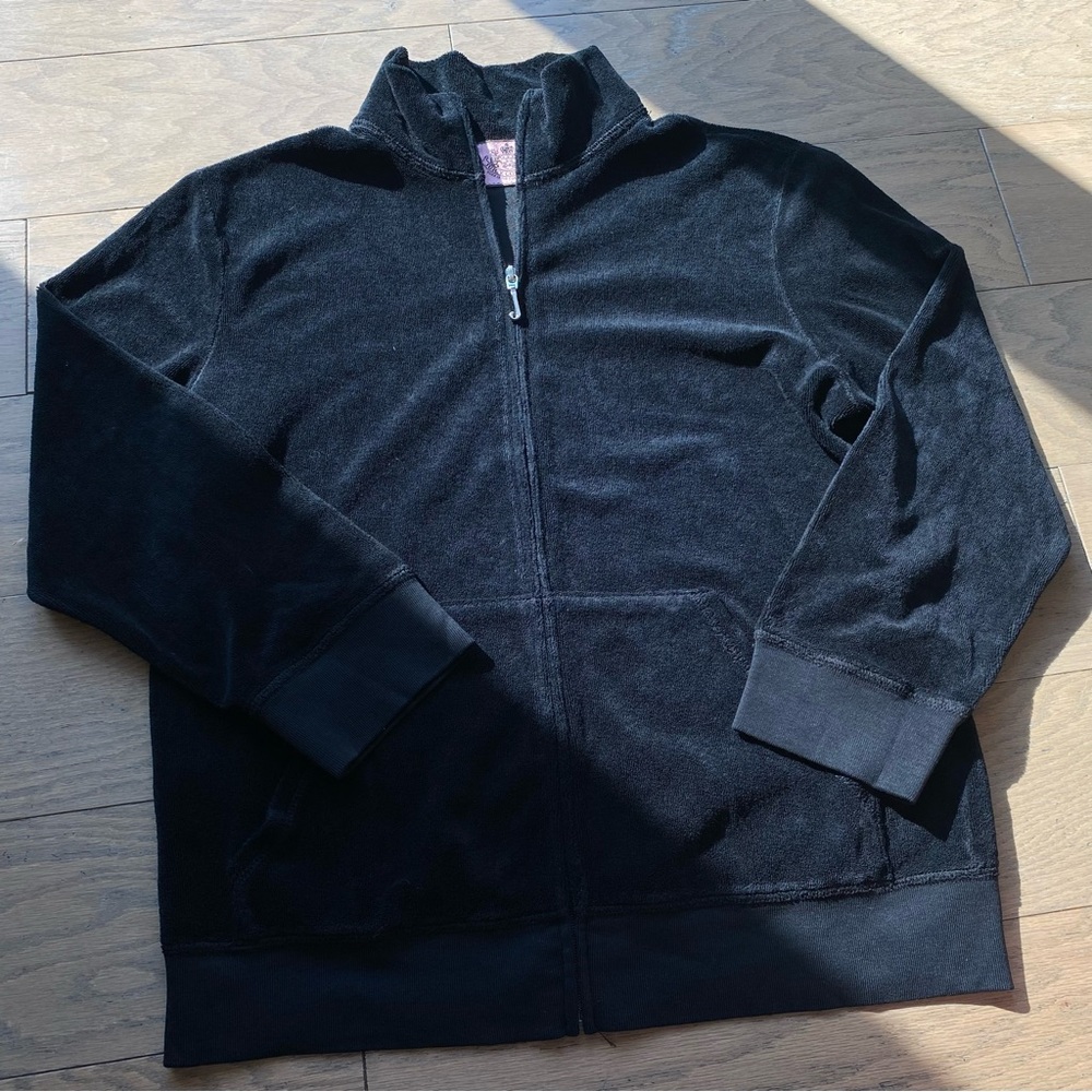 Juicy Couture y2k Black Terry Cloth Track Jacket